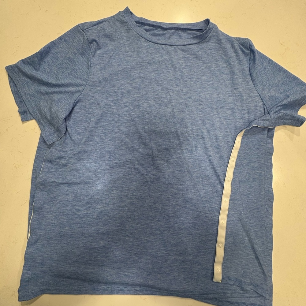 Post Surgery Blue Short Sleeve Top EUC  Unisex Easier Port access & to Dress